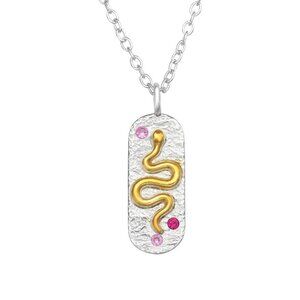 Two Tone Snake Pendant Necklace – Hypoallergenic Gift